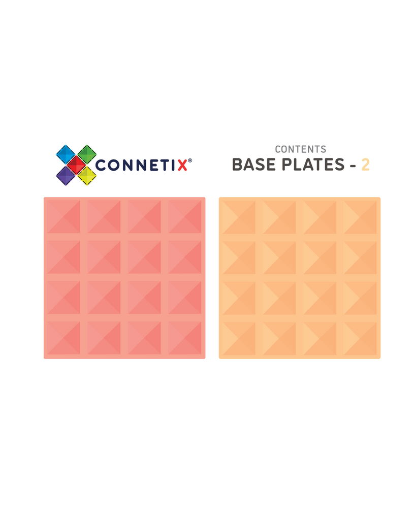 Connetix Tiles PASTEL 2 Piece Base Plate Pack - Lemon & Peach