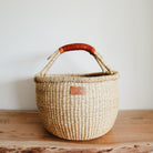 Large Bolga Basket - Brown Handle