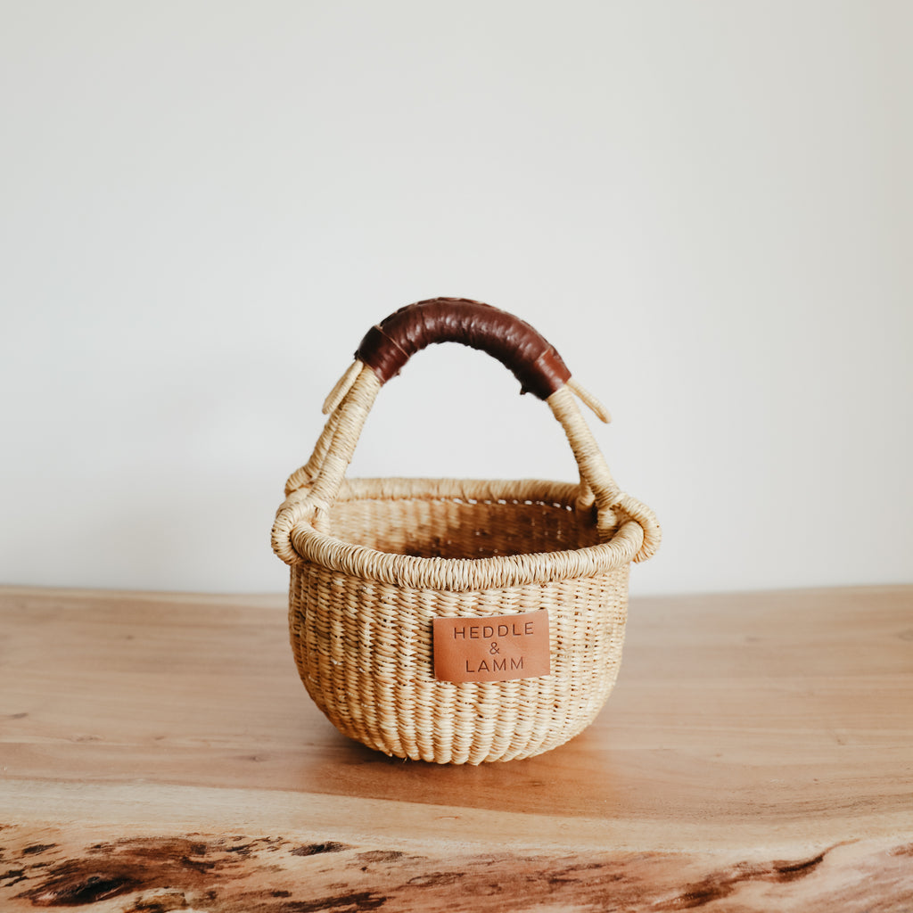 Small Bolga Basket - Dark Brown Handle