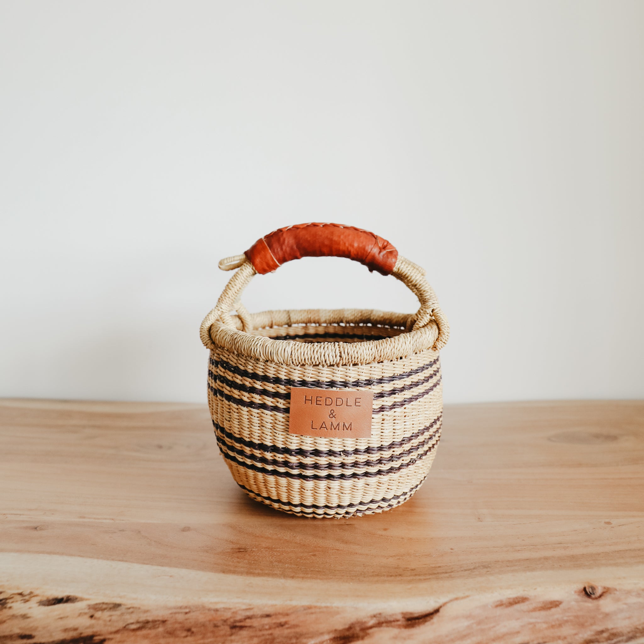 Small Bolga Basket - Blue Stripes'