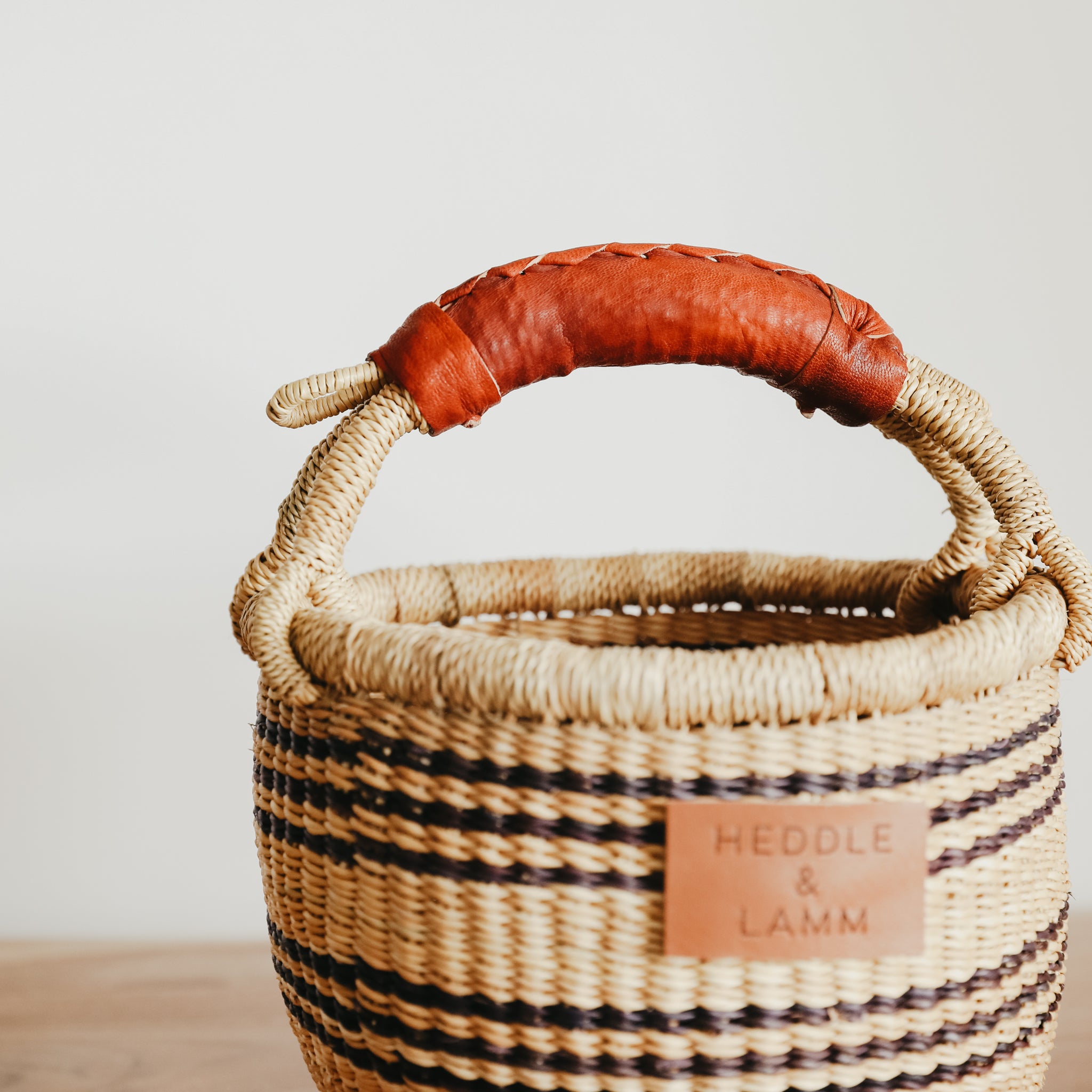 Small Bolga Basket - Blue Stripes