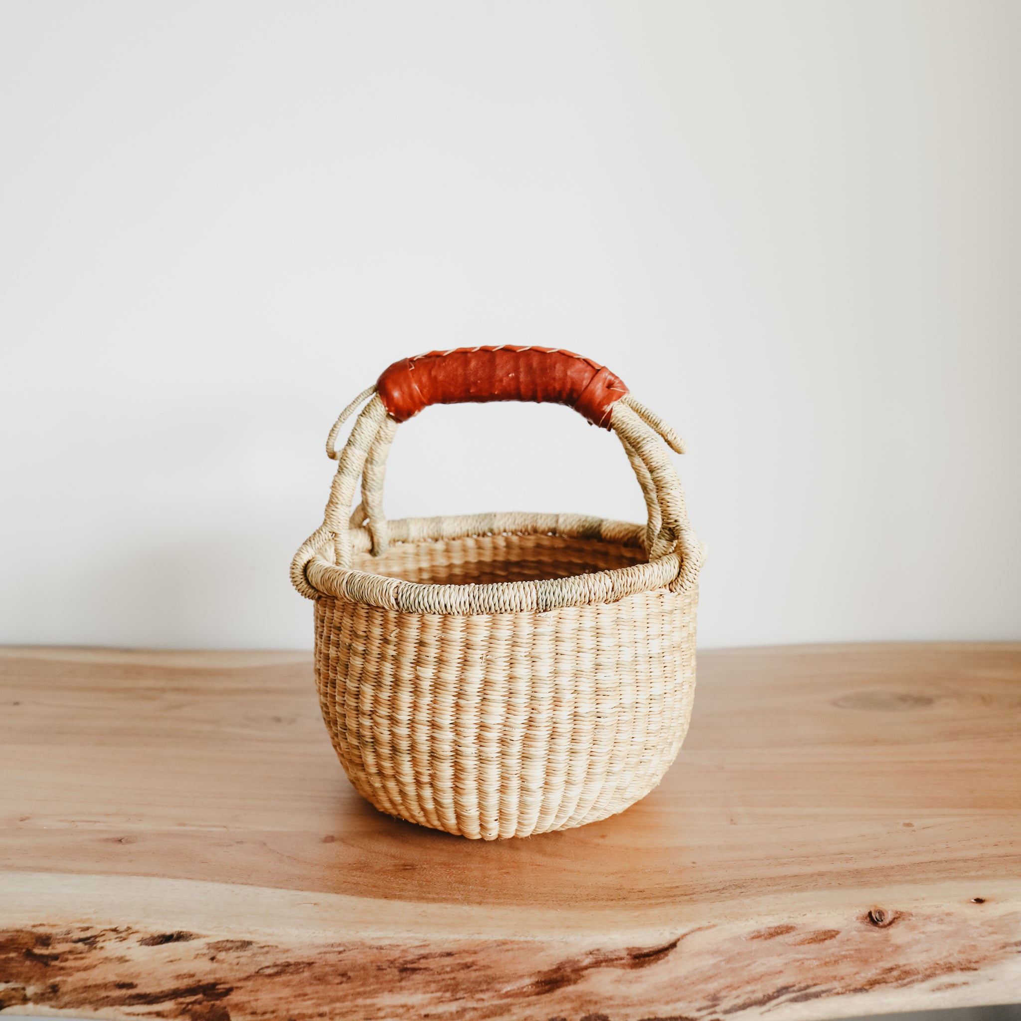 Small Bolga Basket - Brown Handle