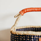 Large Bolga Basket - Blue with Natural Stripes