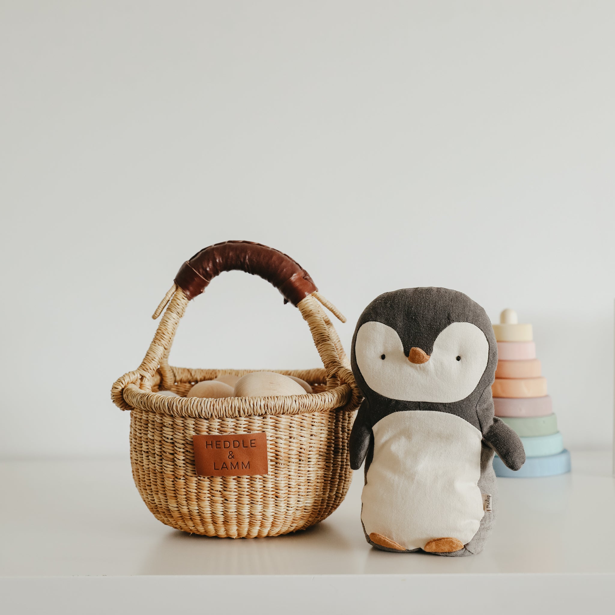 Small Bolga Basket - Dark Brown Handle