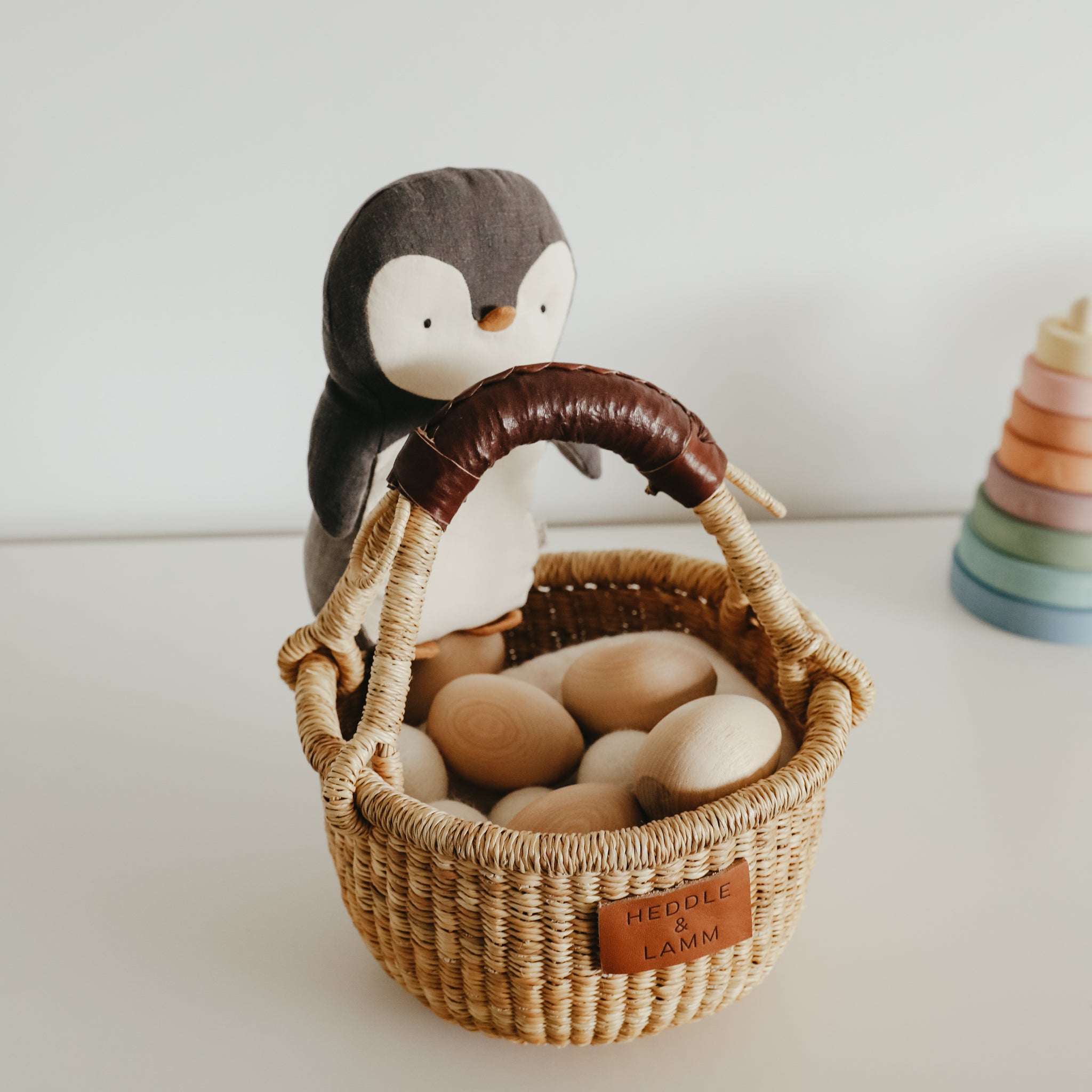 Small Bolga Basket - Dark Brown Handle