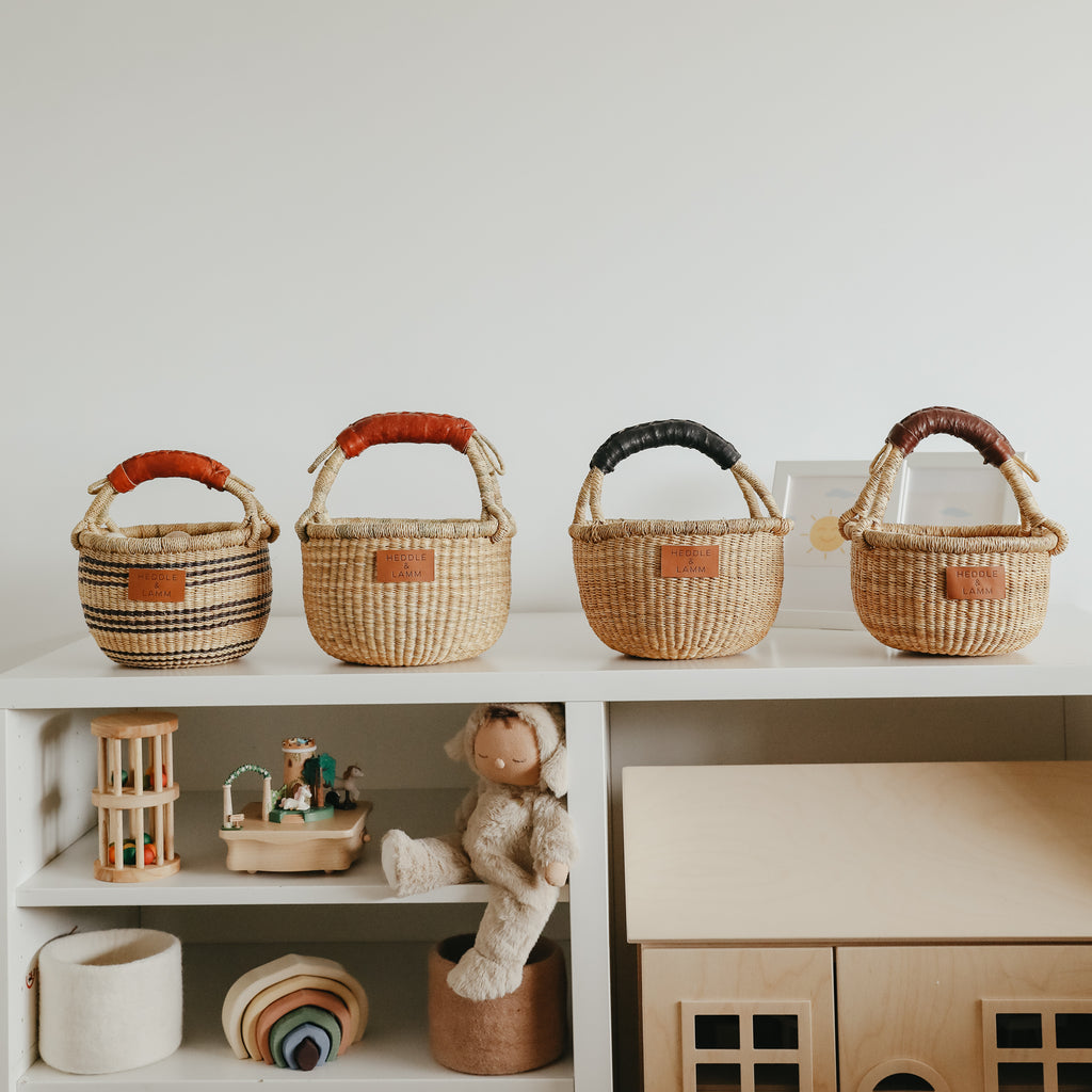 Small Bolga Basket - Dark Brown Handle