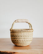 Small Bolga Basket - Natural and White Handle