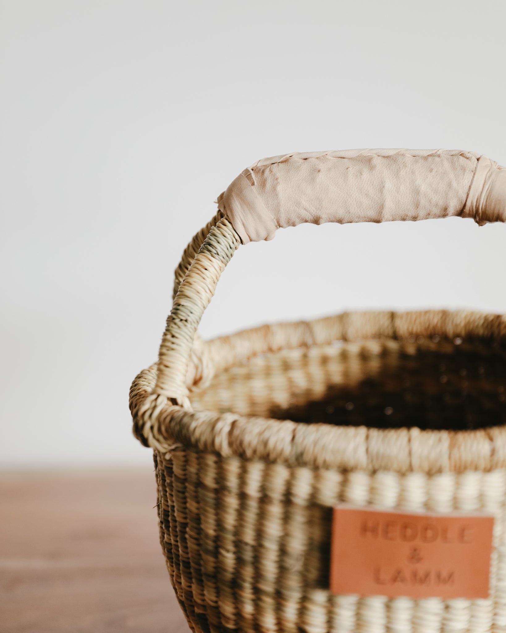 Small Bolga Basket - Natural and White Handle