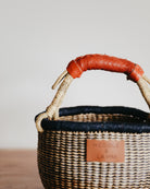Small Bolga Basket - Natural and Blue Stripes