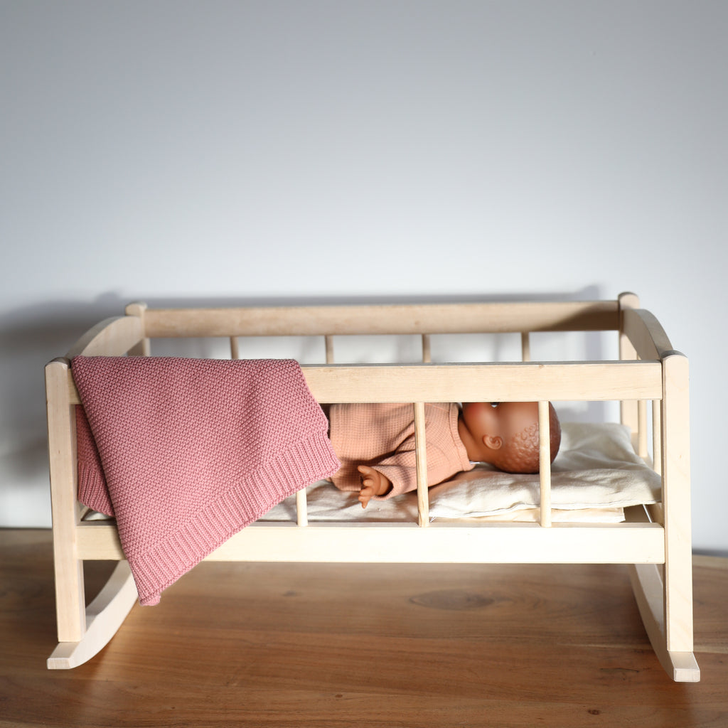 Minikane Doll Furniture - Wooden Baby Doll Cradle