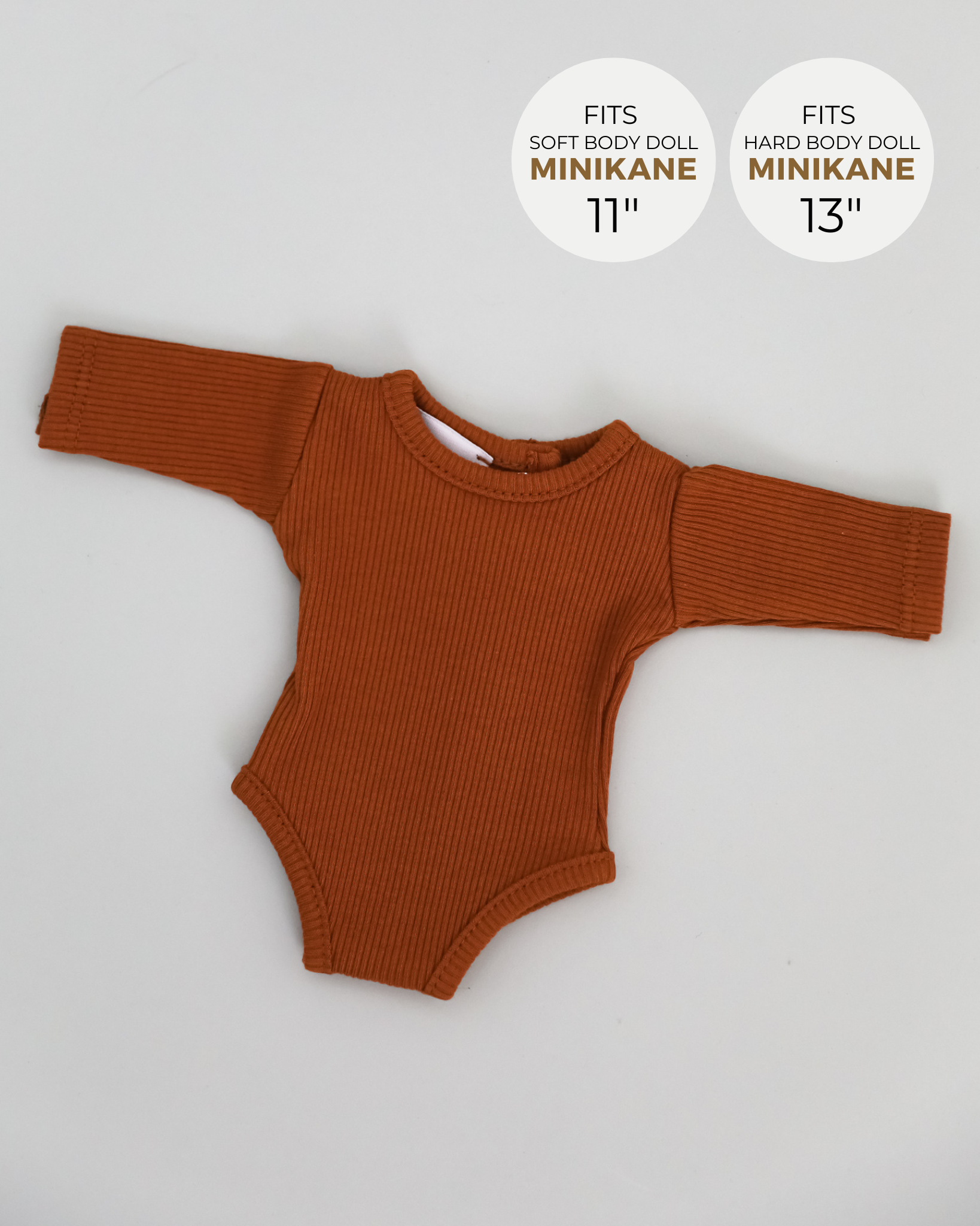 Minikane Doll Clothes | Baby Doll Bodysuit (Brown)