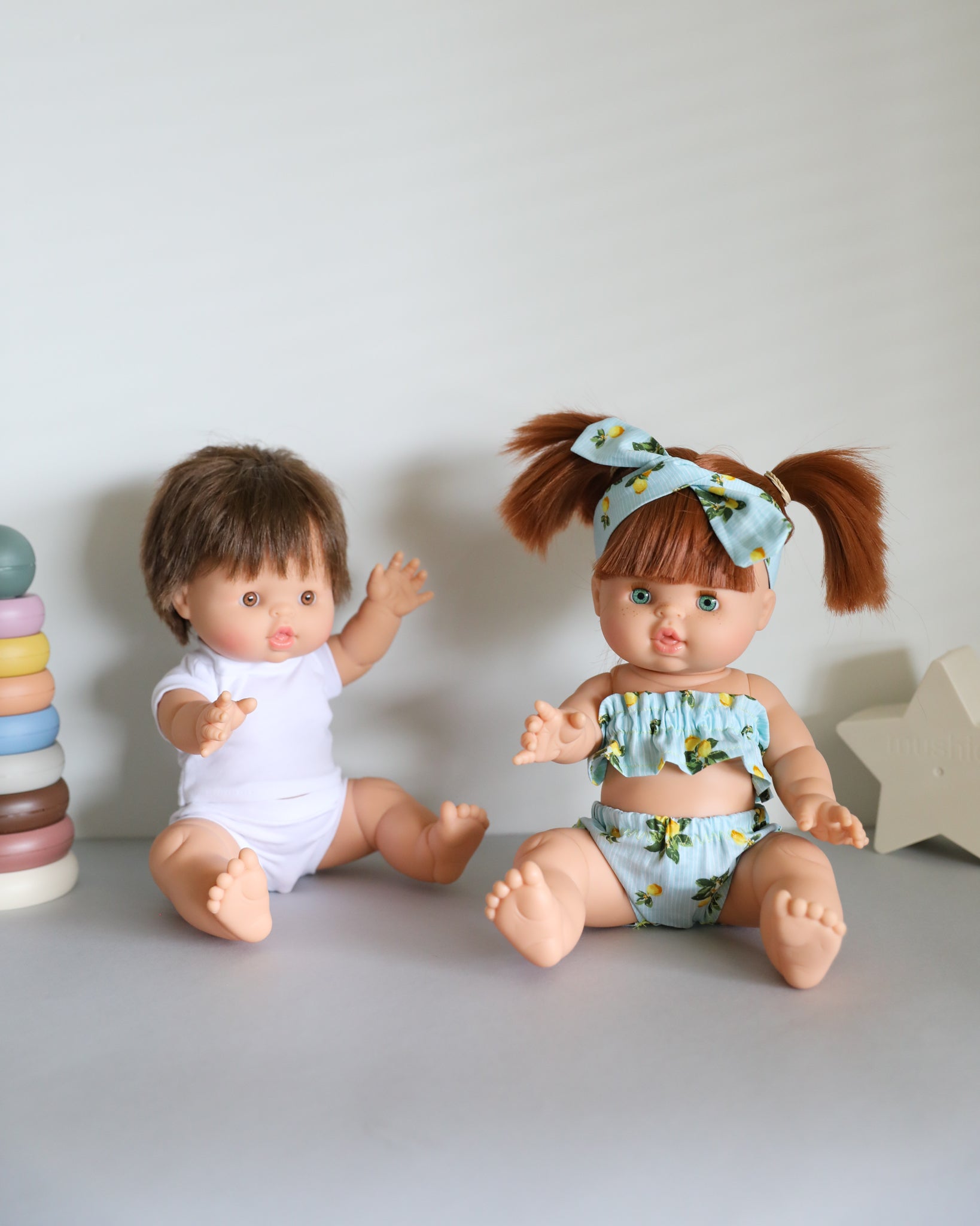 Minikane Doll Clothes | Two-Piece Lemon Swimsuit with Headband