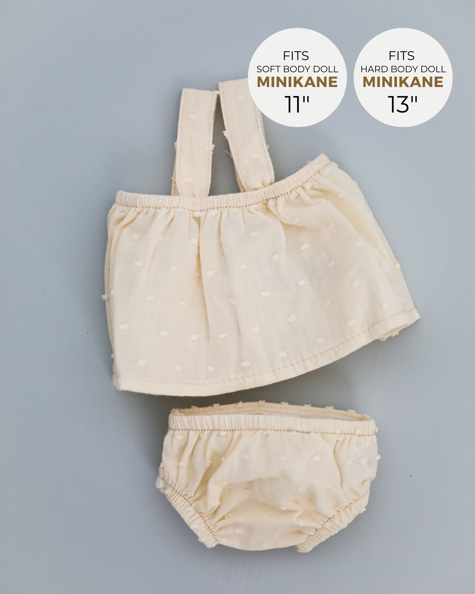 Minikane Doll Clothes | Baby Doll Bloomer and Tank Set (White)