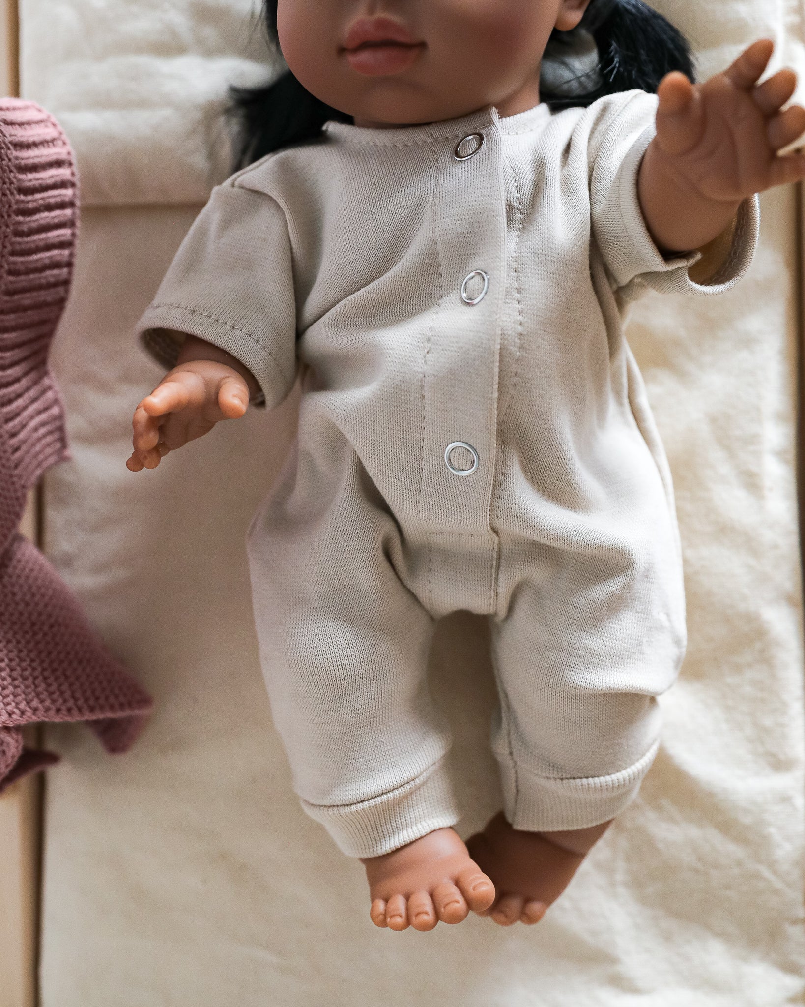 Minikane Doll Clothes | Baby Doll Jumpsuit with Headband (White)