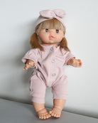 Minikane Doll Clothes | Baby Doll Jumpsuit with Headband (Petal)