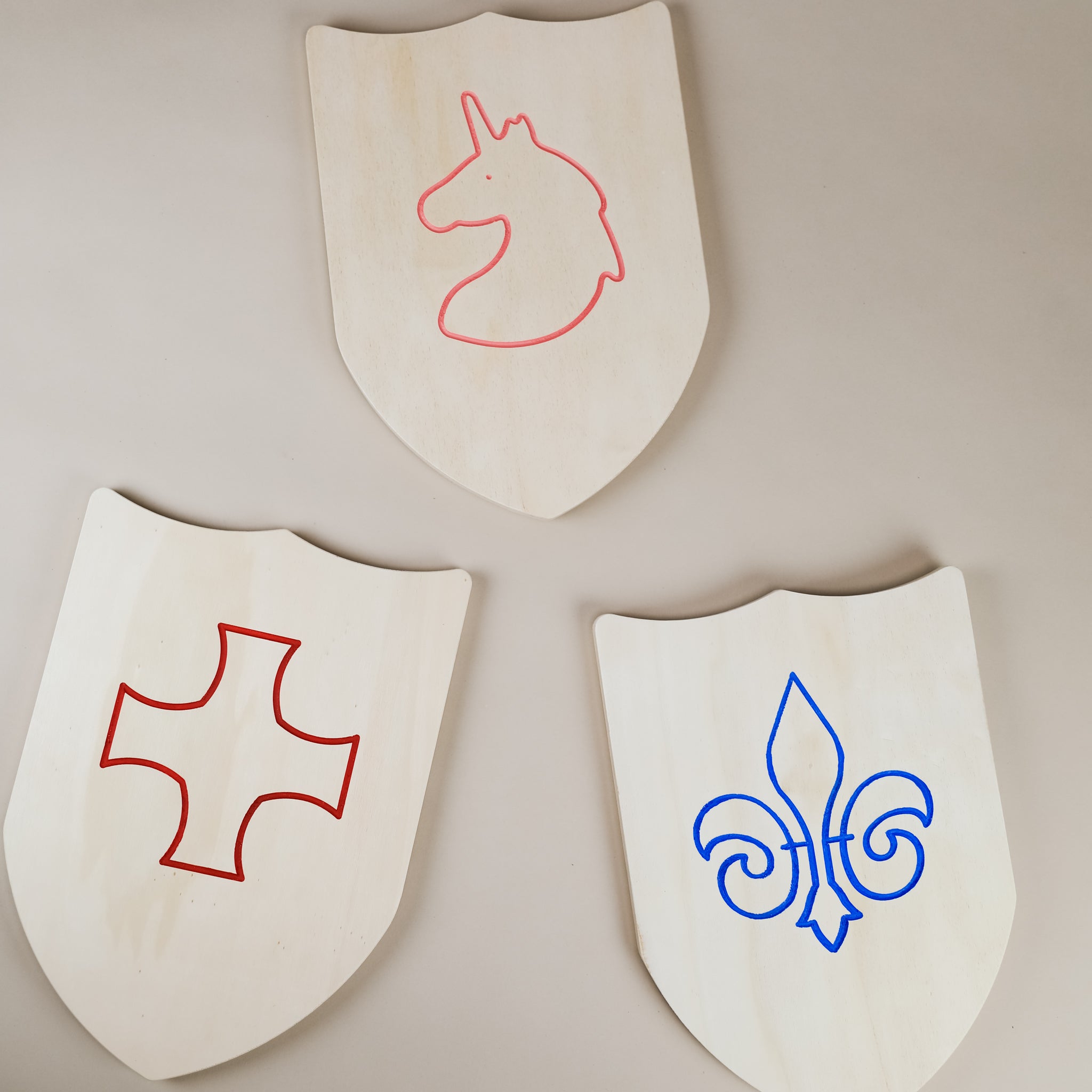 Wooden Toy Sword & Shield - Red
