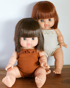 Minikane Doll Clothes | Baby Girl Doll Ribbed Cotton & Lace Bodysuit (Brown)