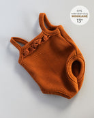 Minikane Doll Clothes | Baby Girl Doll Ribbed Cotton & Lace Bodysuit (Brown)