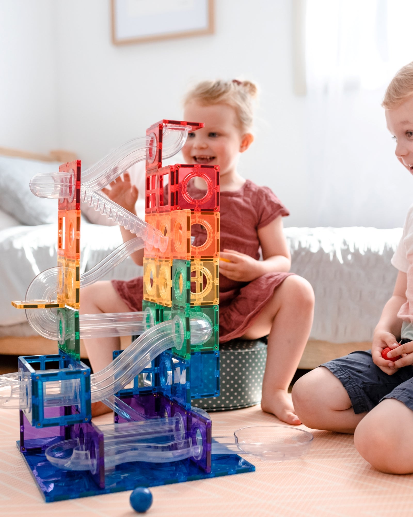 Connetix Tiles RAINBOW 92 Piece Ball Run Pack – Playroom Collective