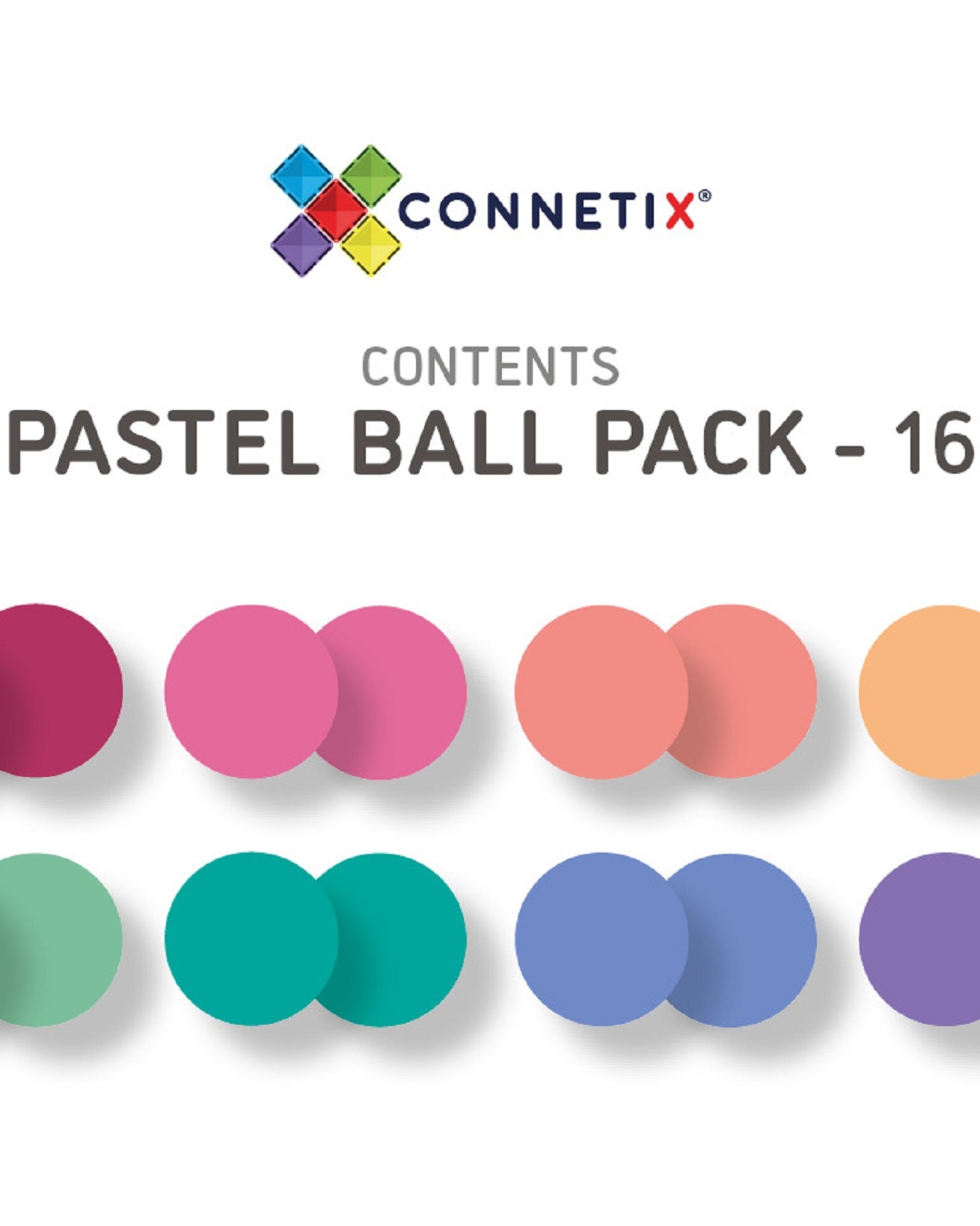 Connetix Tiles PASTEL 16 Piece Replacement Ball Pack