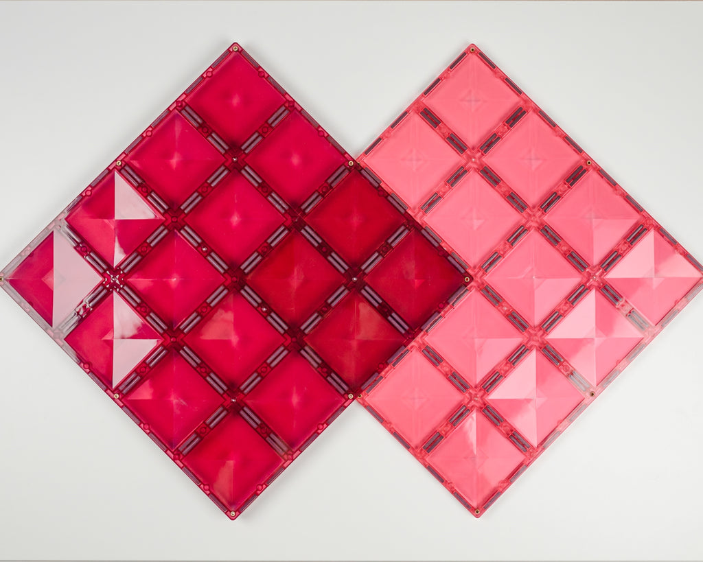 Connetix Tiles PASTEL 2 Piece Base Plate Pack - Pink & Berry