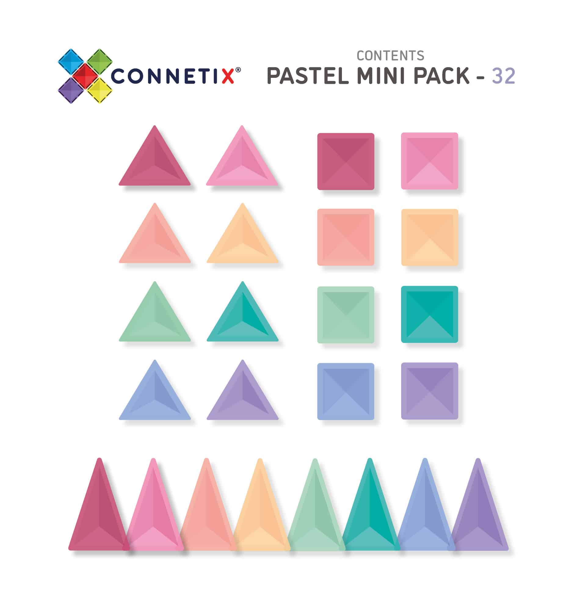 Connetix Tiles PASTEL 32 Piece Mini Pack