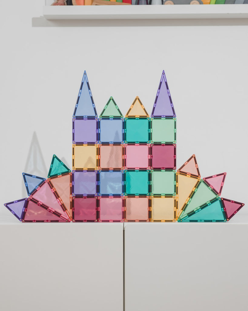 Connetix Magnetic Tiles - 32 Piece Pastel Mini Set – Fox + Kit