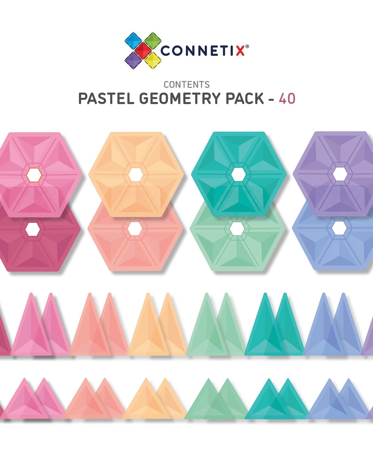 Connetix Tiles PASTEL 40 Piece Geometry Pack