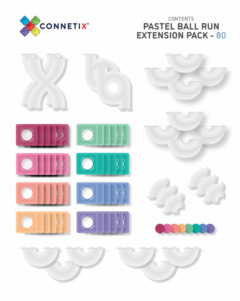 Connetix Tiles PASTEL 80 Piece Ball Run Expansion Pack