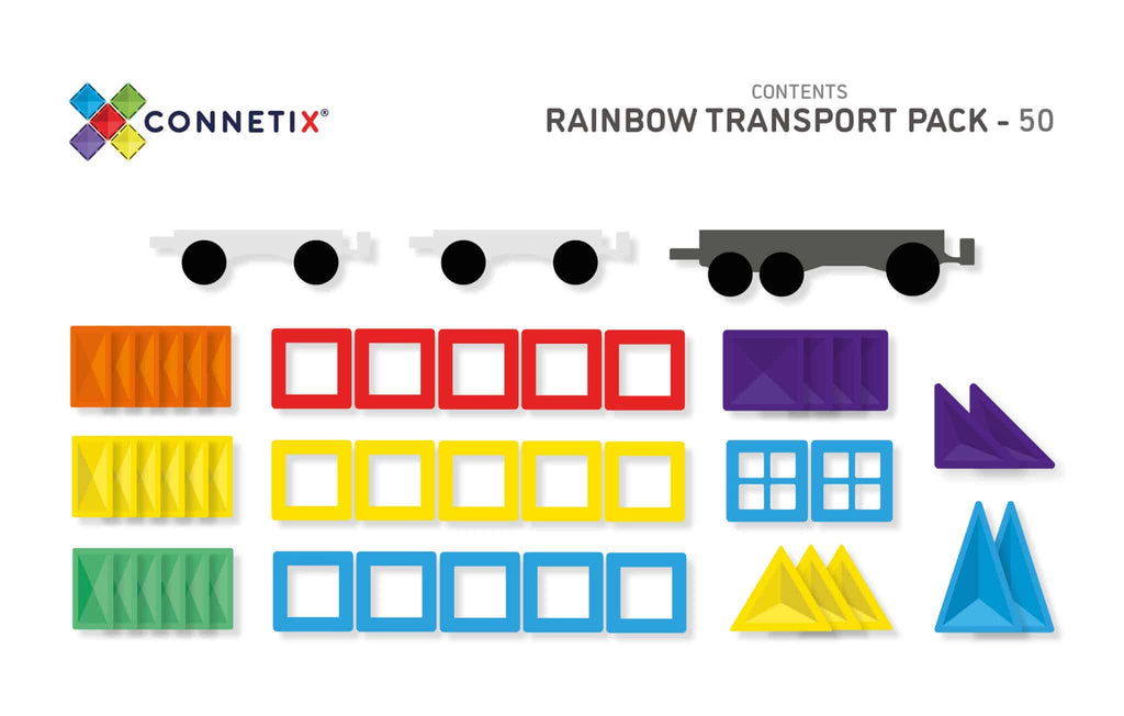 Connetix Tiles RAINBOW 50 Piece Transport Pack