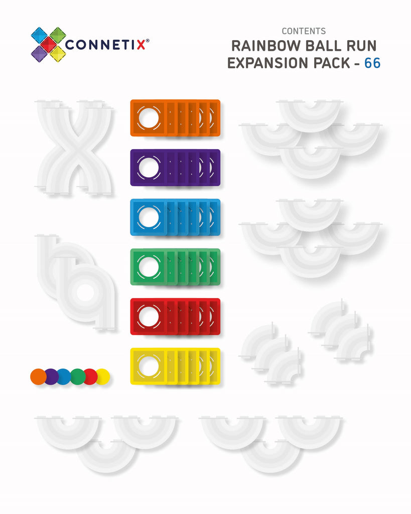Connetix Tiles RAINBOW 66 Piece Ball Run Expansion Pack