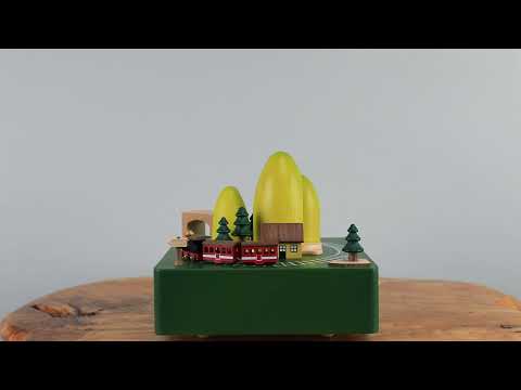 Wooden Music Box - Cave & Train
