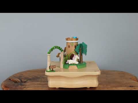 Wooden Music Box - Unicorn Castle