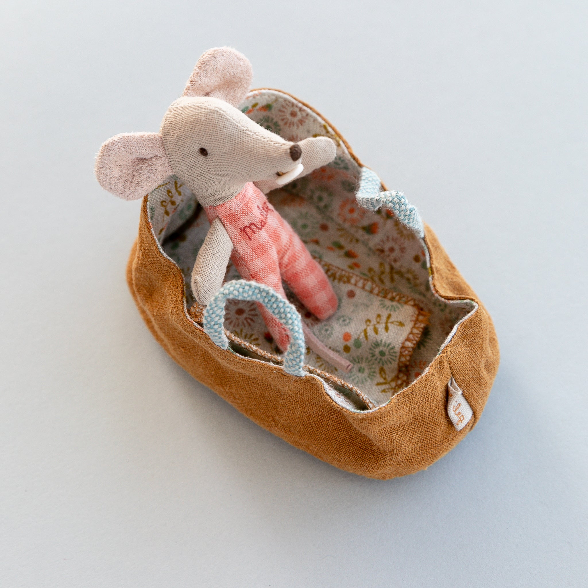 Maileg Baby Mouse in Carrycot