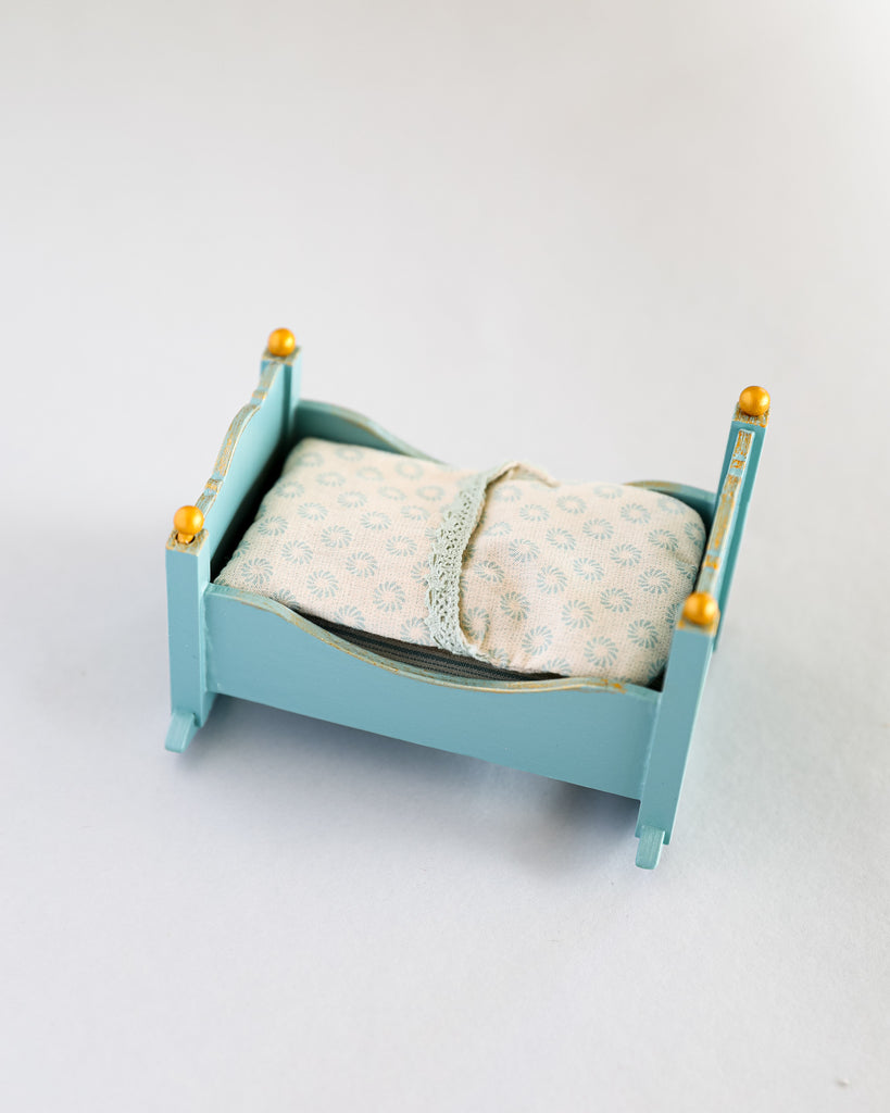 Maileg | Miniature Cradle, Baby Mouse - Blue