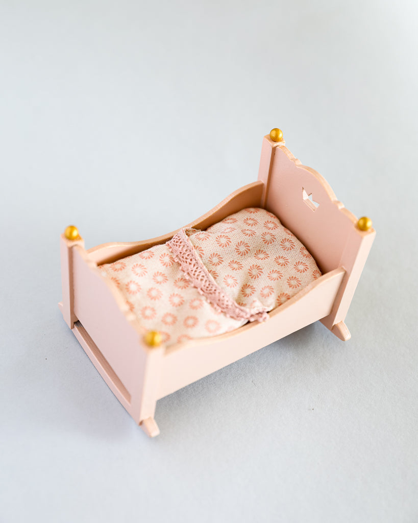 Maileg | Miniature Cradle, Baby Mouse - Rose