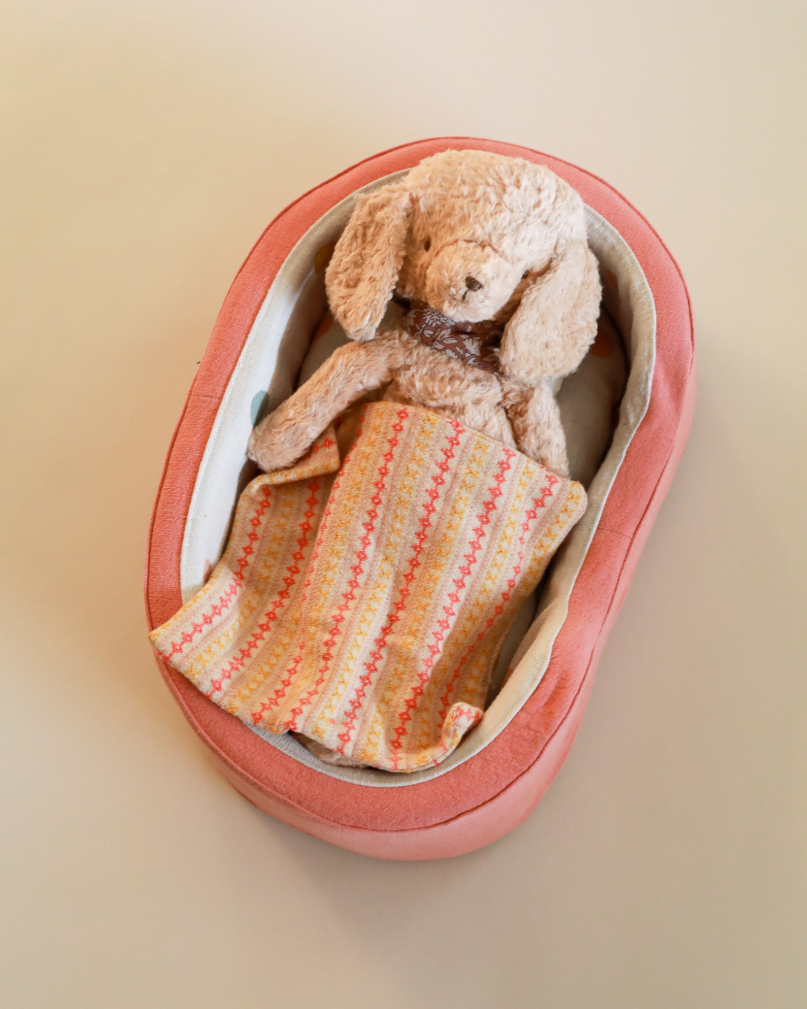 Maileg | Plush Poodle Dog with Dog Bed - Coral 