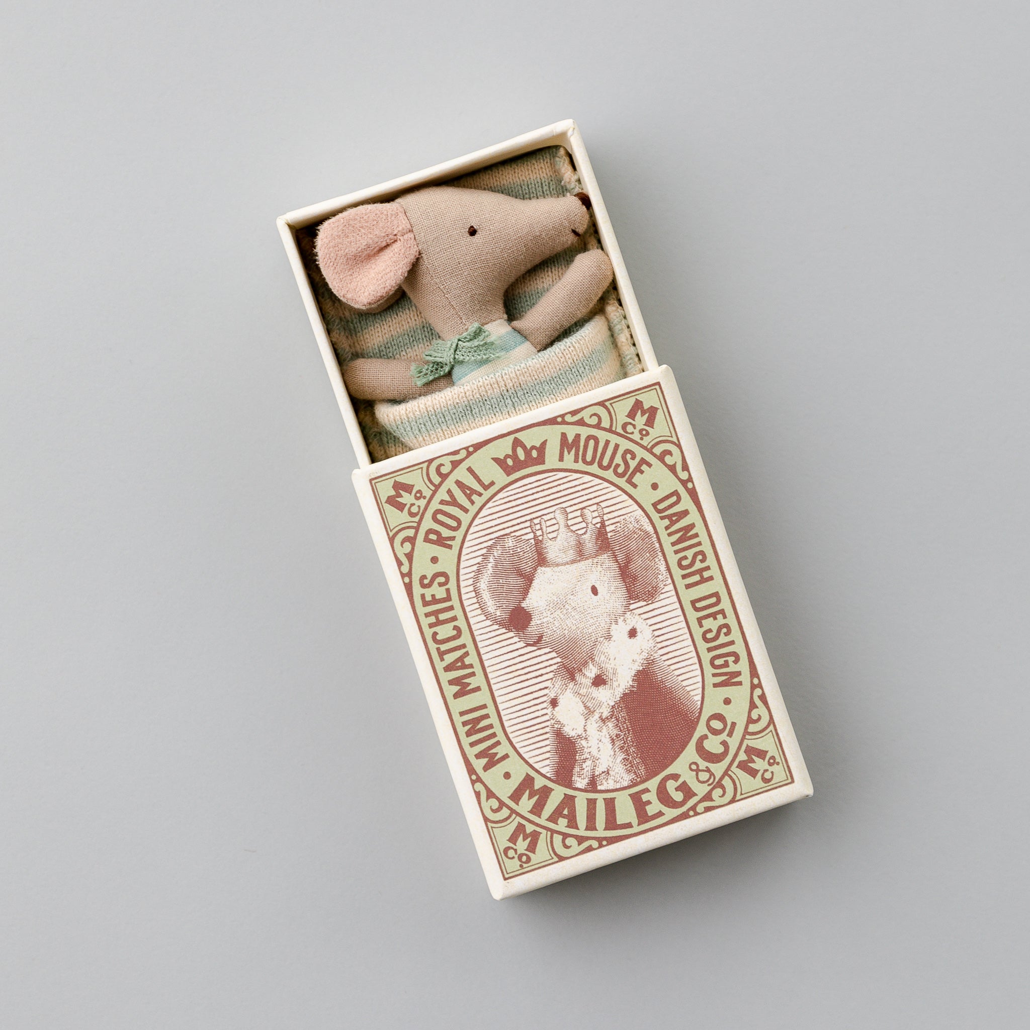 Maileg | Sleepy/Wakey Baby Mouse in Matchbox