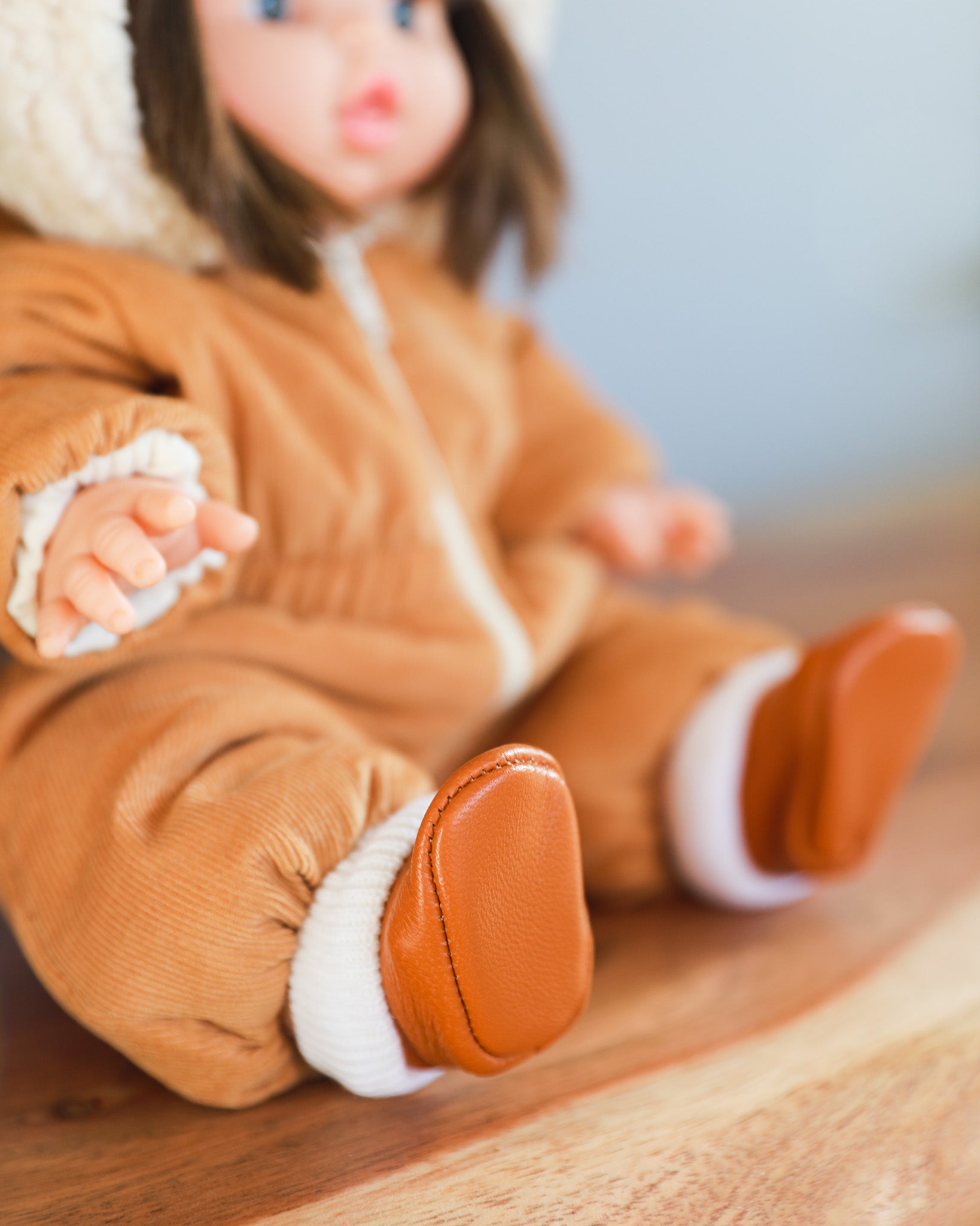 Minikane Doll Shoes | Baby Doll Slipper Socks - Brown