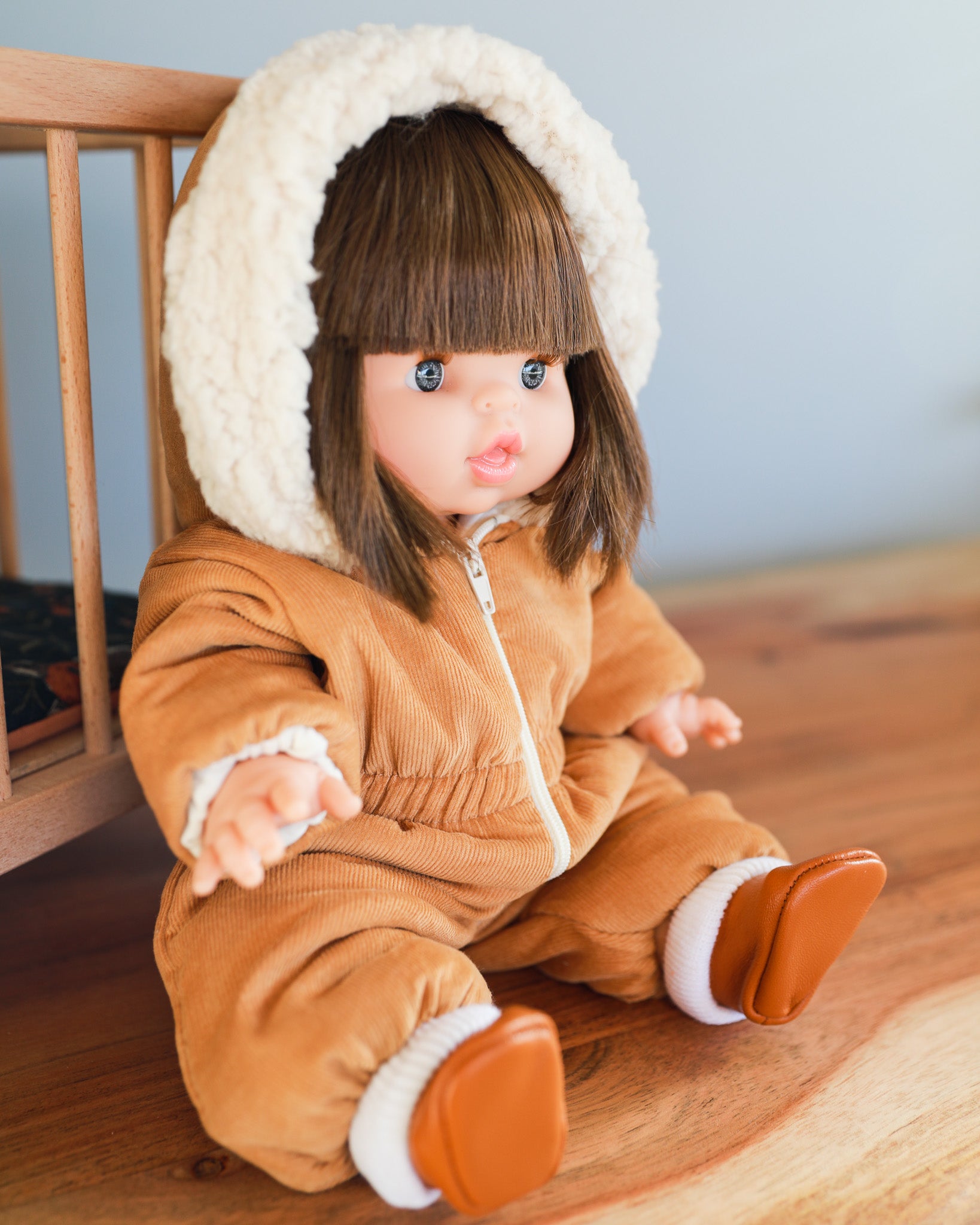 Minikane Doll Shoes | Baby Doll Slipper Socks - Brown