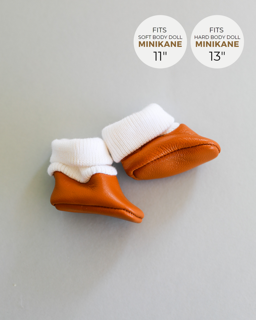 Minikane Doll Shoes | Baby Doll Slipper Socks - Brown