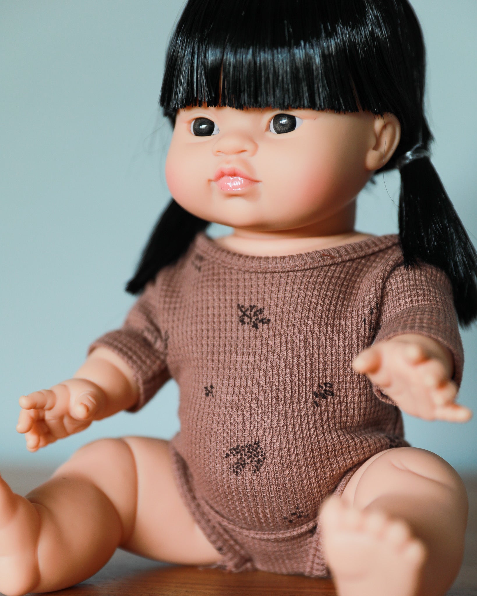 Minikane Doll Clothes | Short Sleeved Baby Doll Bodysuit (Chestnut)