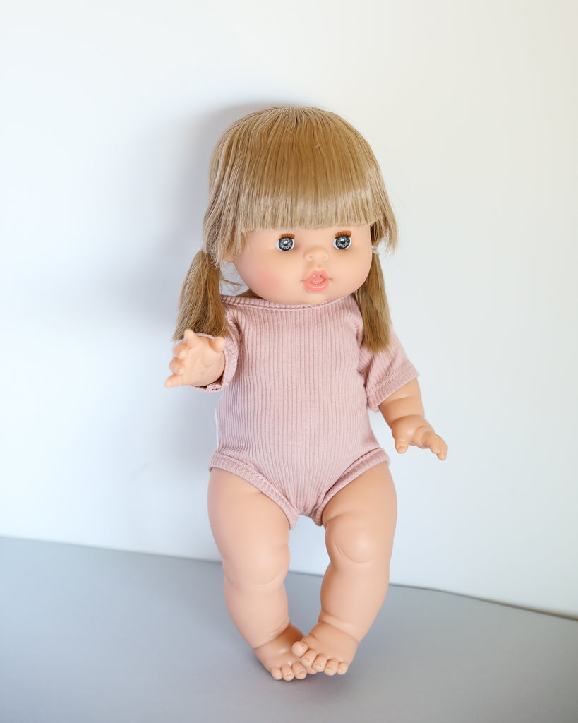 Minikane Doll Clothes | Short Sleeved Baby Doll Bodysuit (Soft Pink)