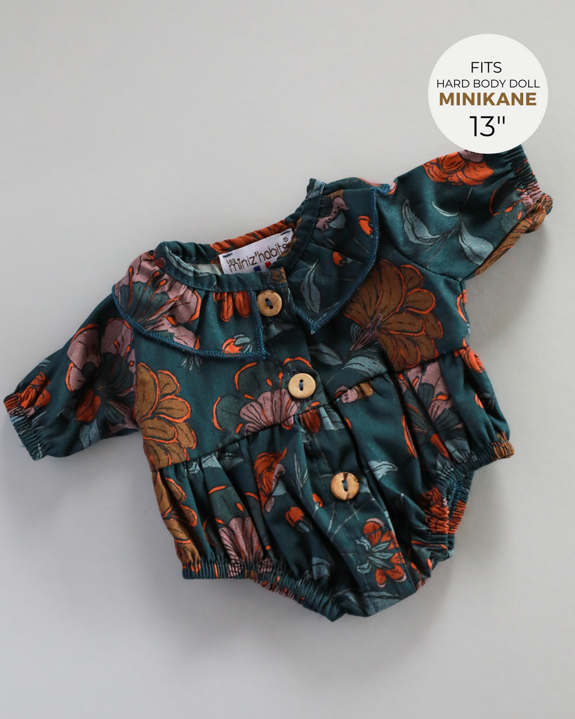Minikane Doll Clothes | Baby Doll Floral Romper (Blue)