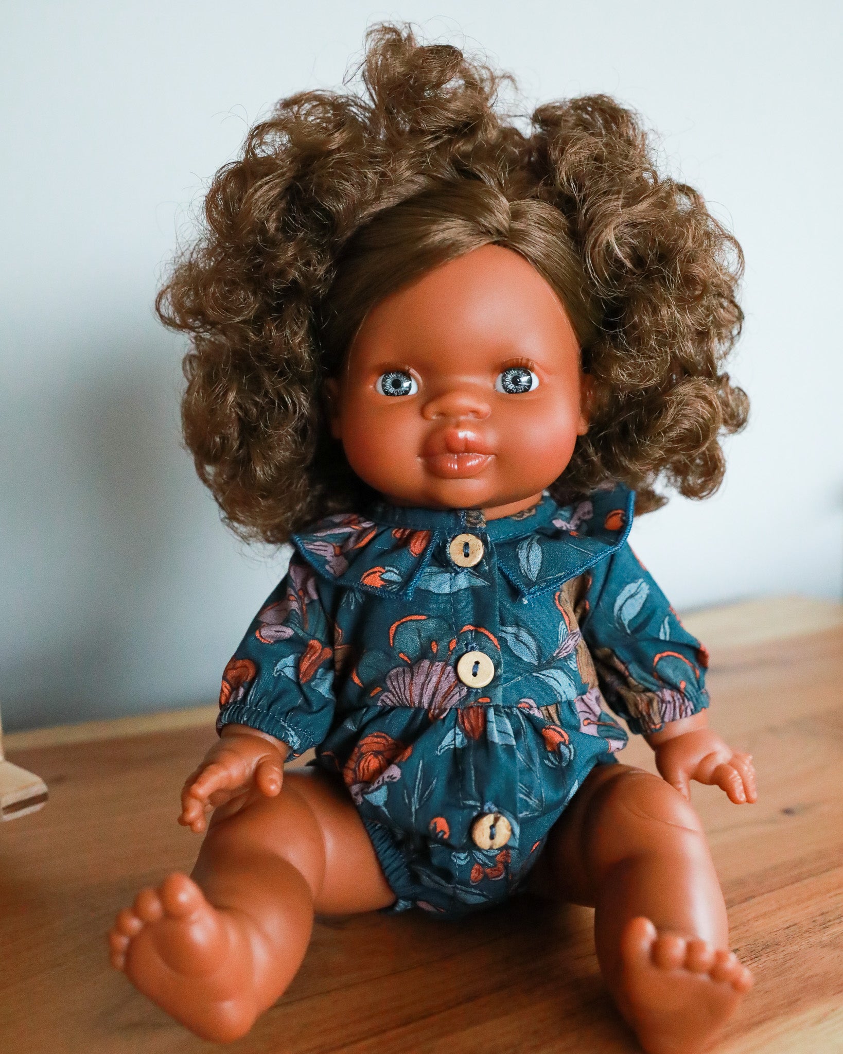 Minikane Doll Clothes | Baby Doll Floral Romper (Blue)