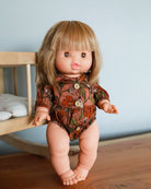 Minikane Doll Clothes | Baby Doll Floral Romper (Brown)