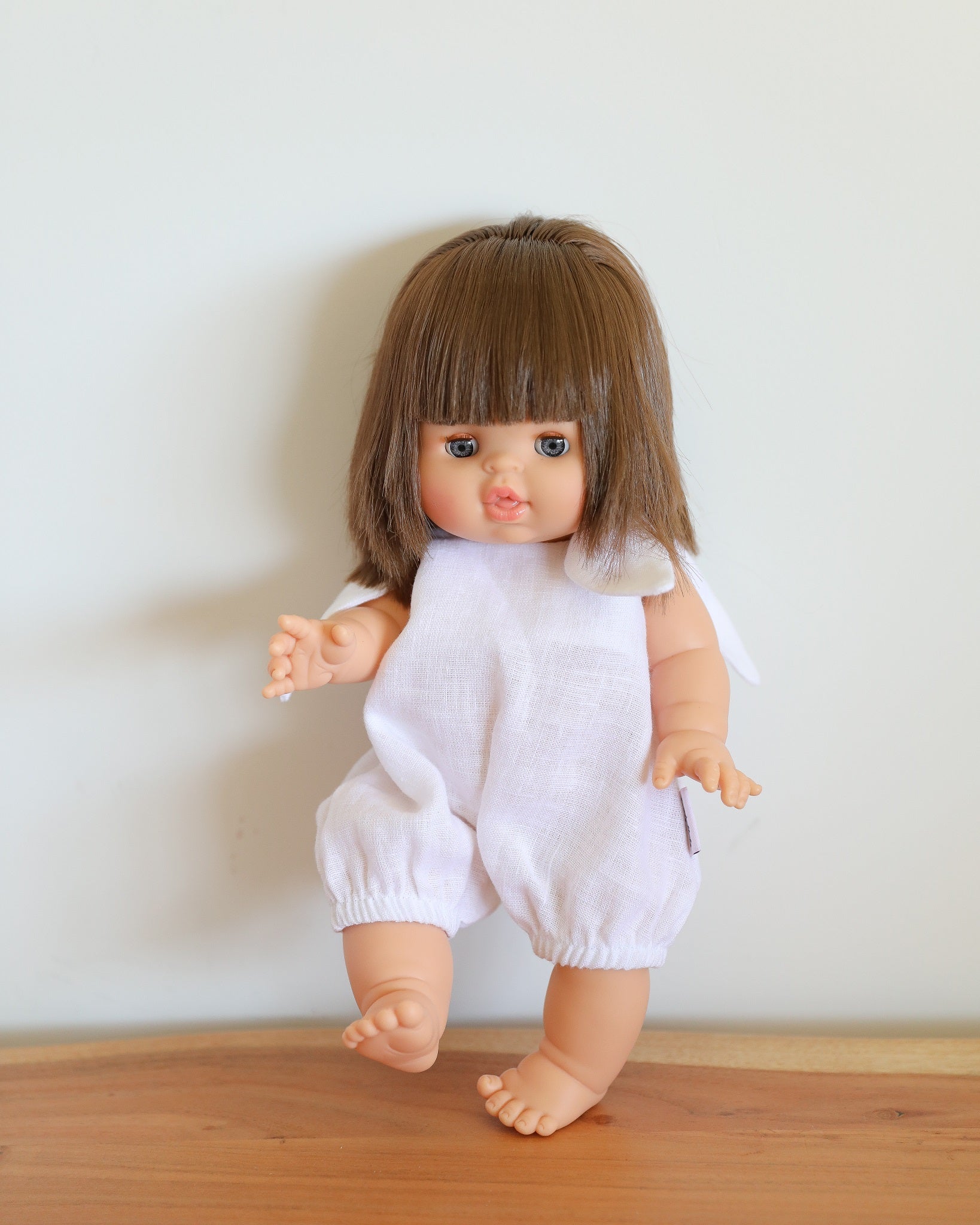 Minikane Doll Clothes | Baby Doll Linen Romper (White)