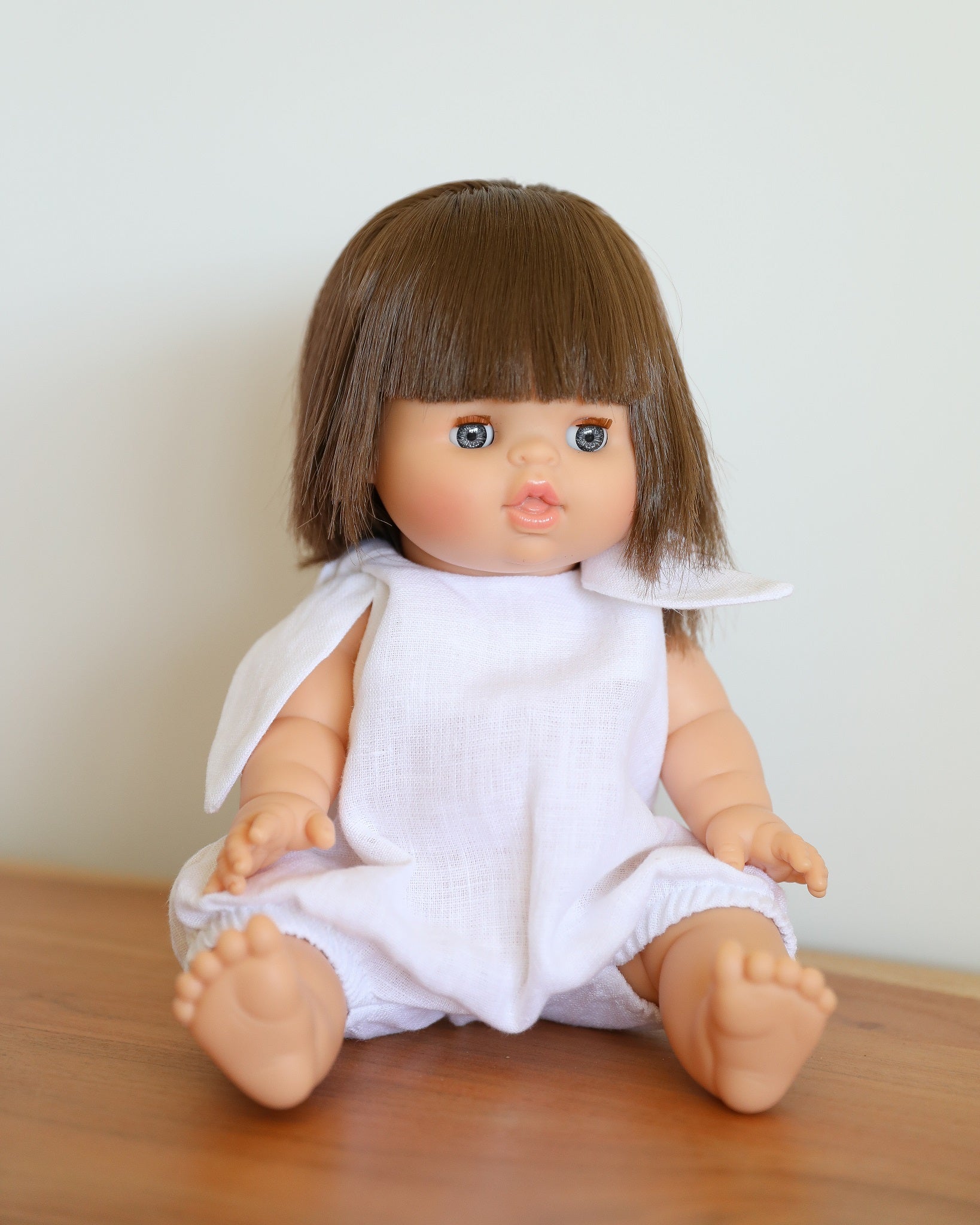 Minikane Doll Clothes | Baby Doll Linen Romper (White)