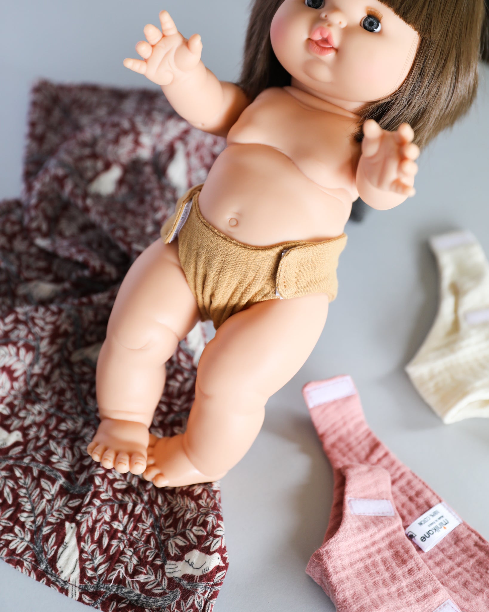 Minikane Doll Clothes | Baby Doll Muslin Diapers (pack of 3)