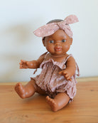 Minikane Doll Clothes | Baby Doll Summer Romper with Headband (Plum)